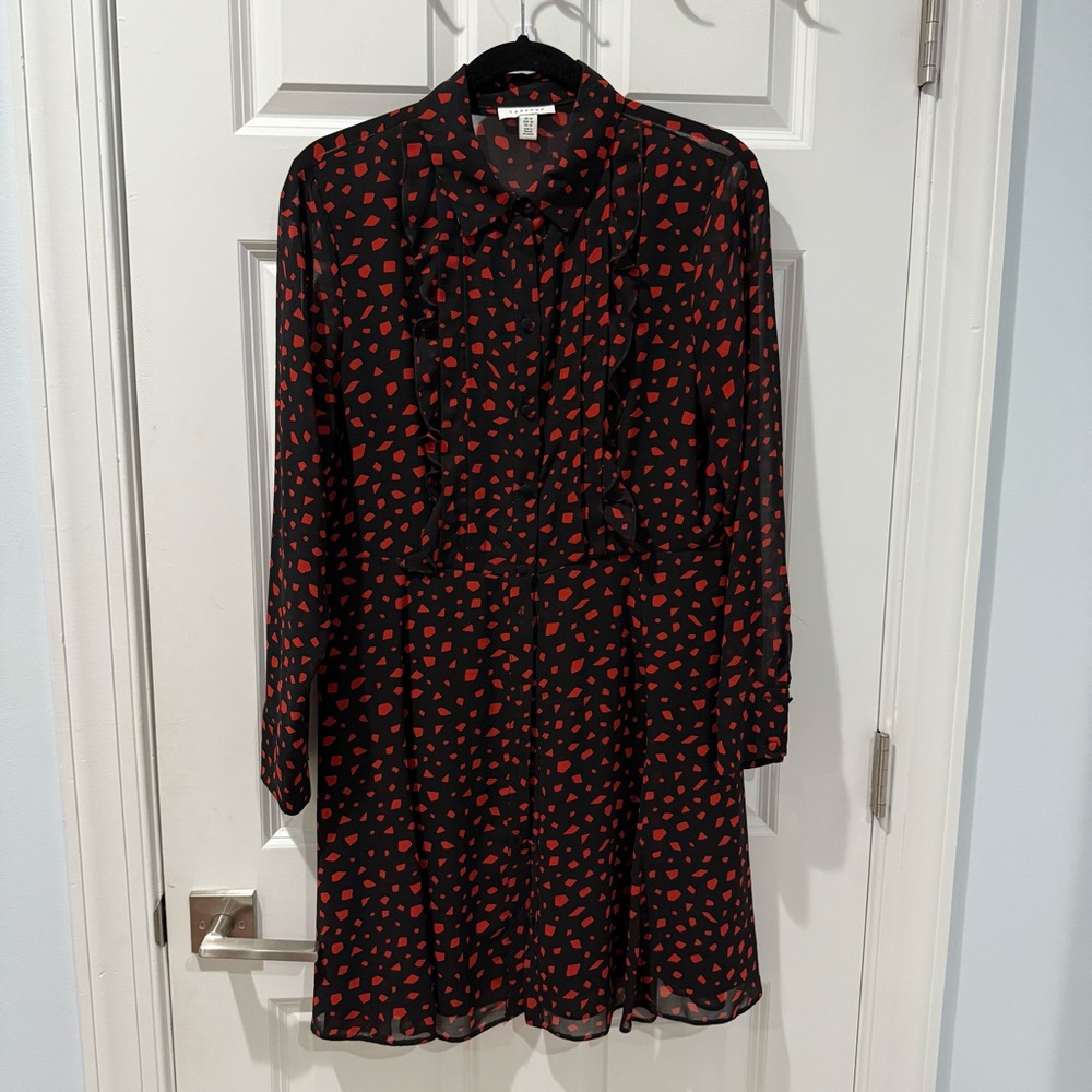 Topshop Black and Red Long Sleeve Sundress